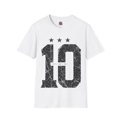 Vintage Argentina Worldcup winning No. 10 Jersey T-Shirt — Distressed Number Tee with Three Stars