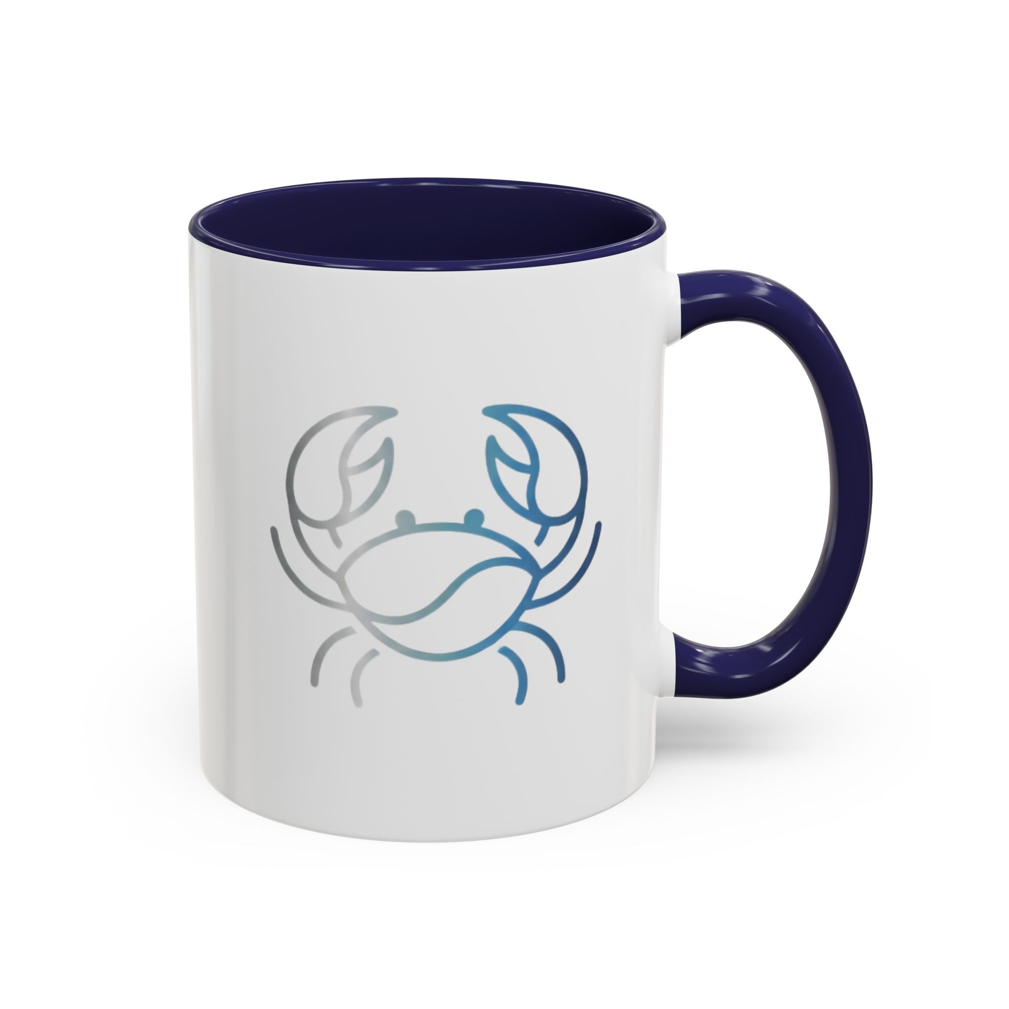 Crab Accent Coffee Mug — Minimal Coastal Zodiac Crab Design