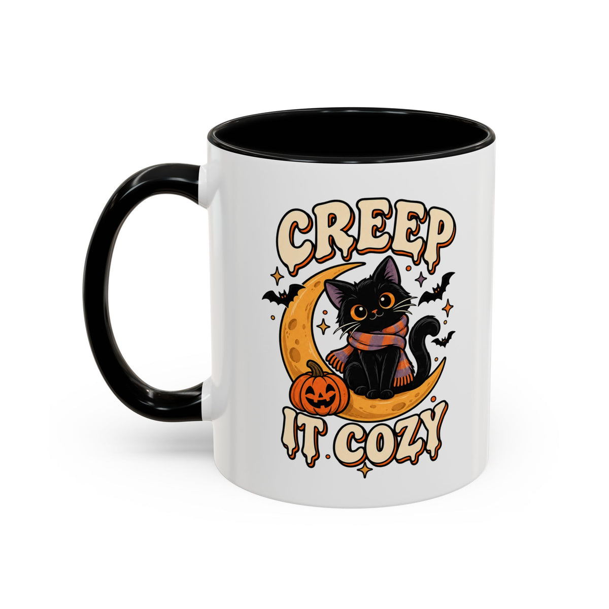 Creepy It Cozy Black Cat Halloween Accent Coffee Mug (11/15oz)