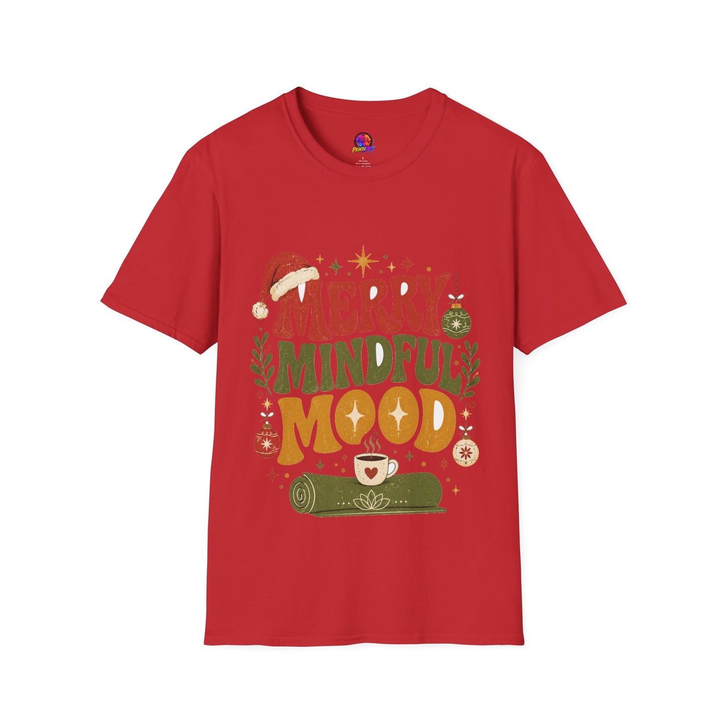 Merry Mindful Mood T-Shirt — Cozy Holiday Christmas Graphic Tee