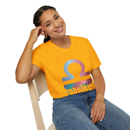 Omega Symbol T-Shirt — Pastel Gradient Drip Design