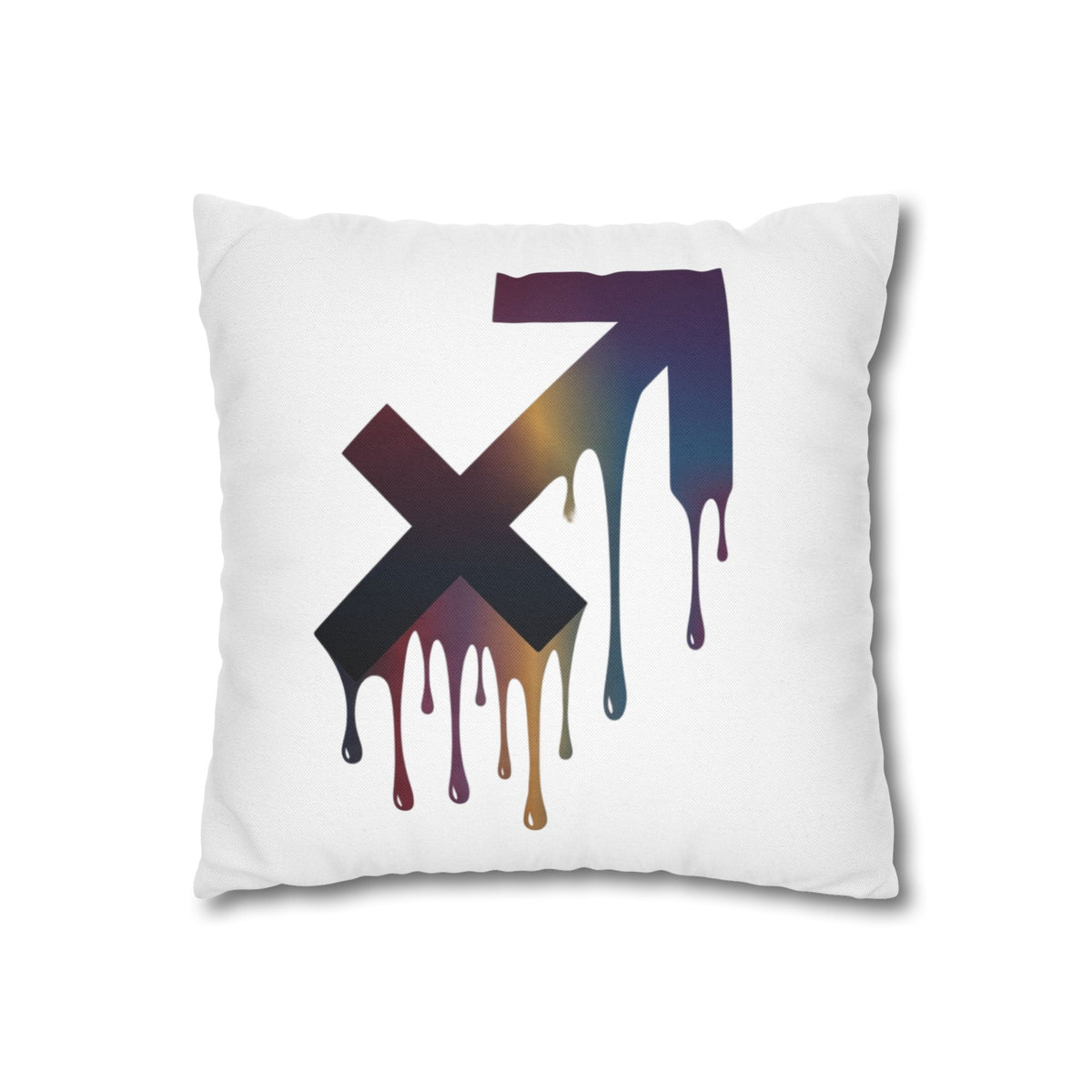 Sagittarius Dripping Arrow Logo Pillowcase — Modern Graphic Accent Pillow