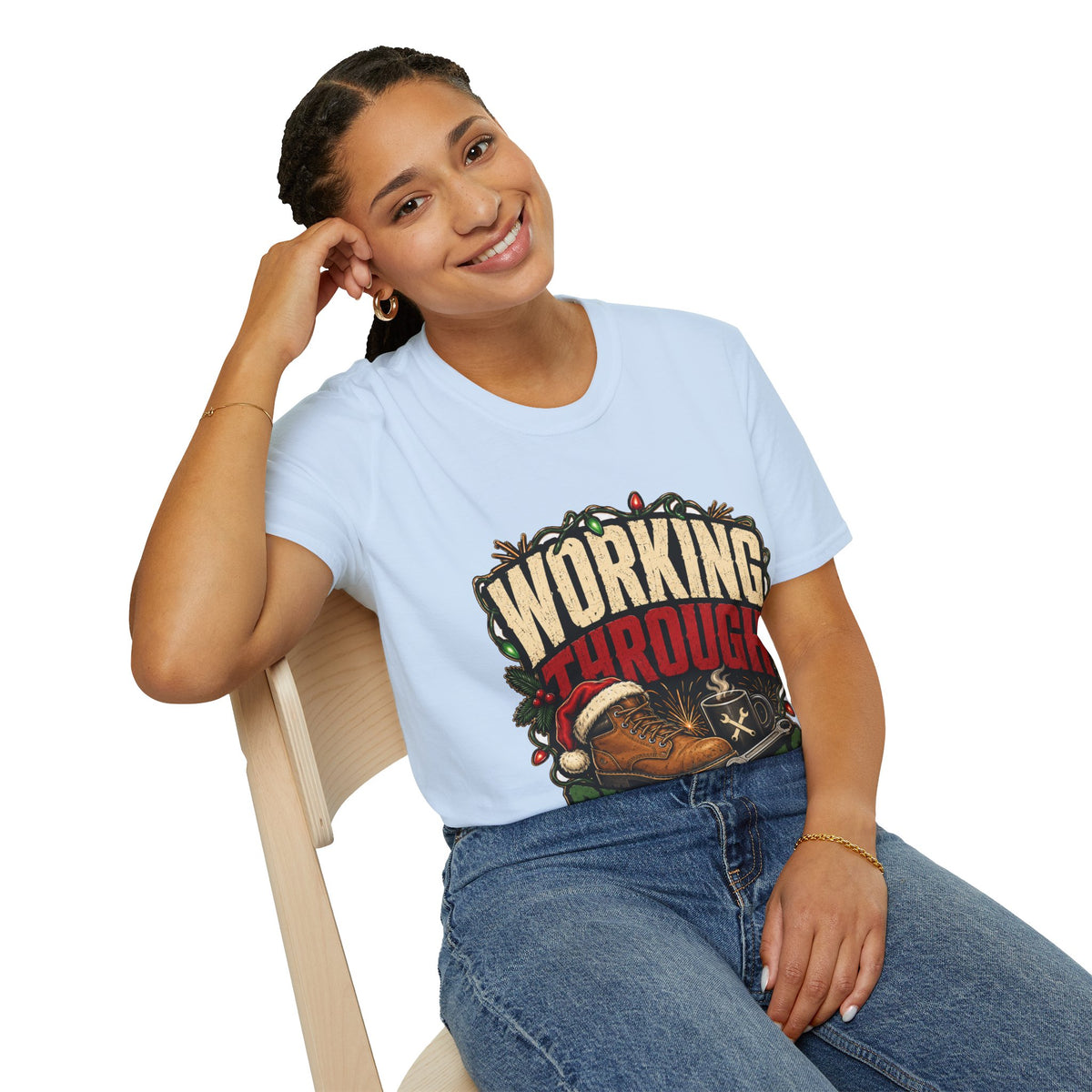 Working Through Christmas T-Shirt — Funny Holiday Nurse/Worker Gift