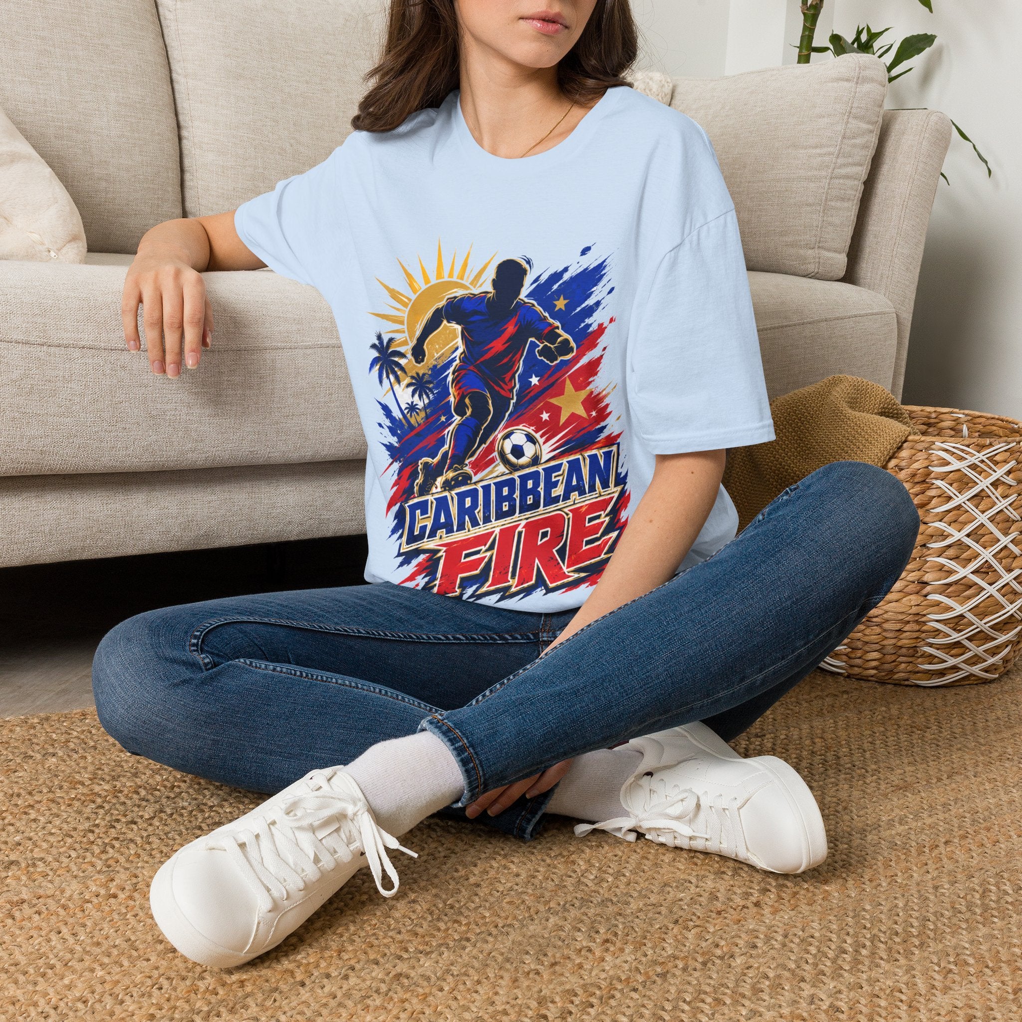 Haiti Soccer T-Shirt — Caribbean Fire Graphic Tee