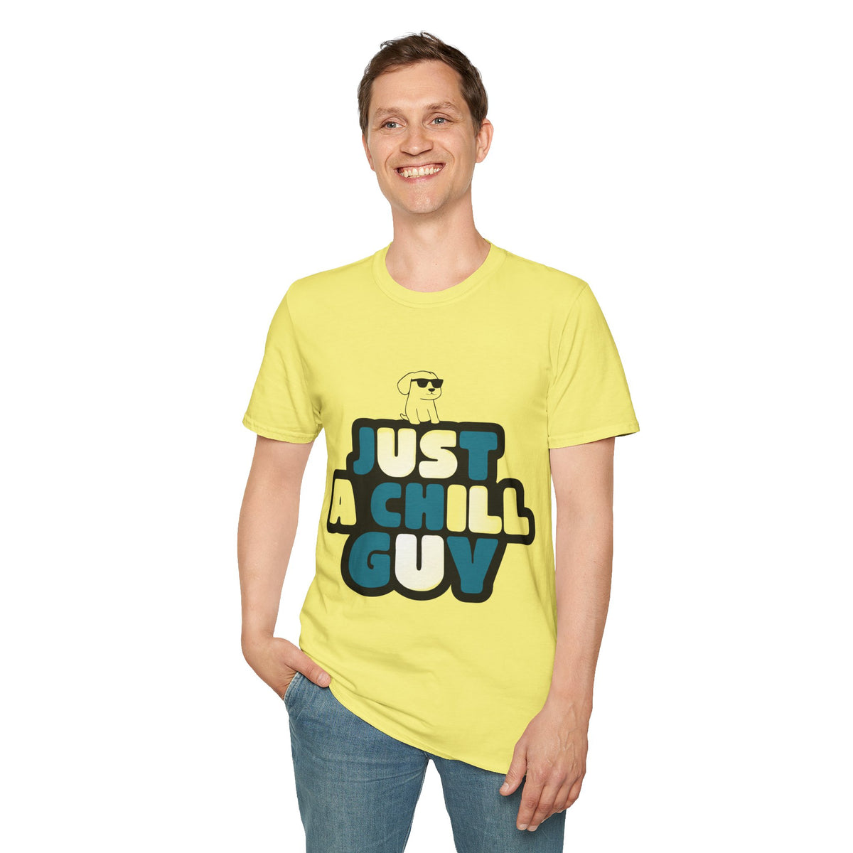 Just A Chill Guy Blue Bubble Font T-Shirt - Viral Meme Aesthetic Graphic Tee - Trending Now - September 2026