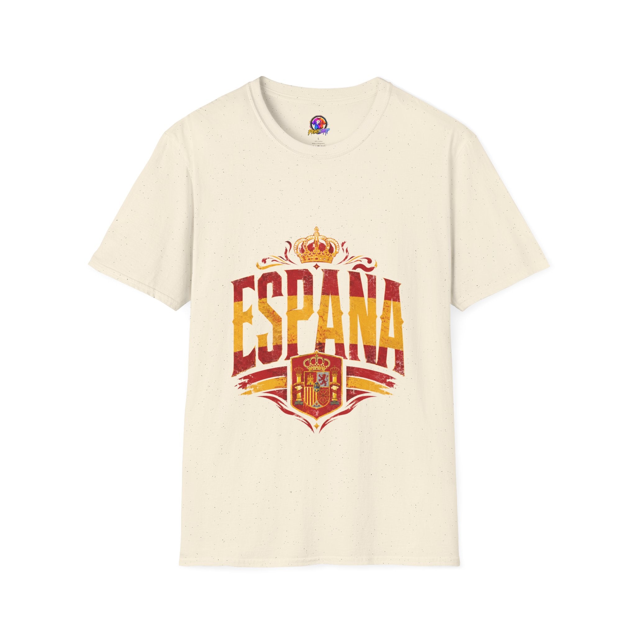 Spain Crown Graphic T-Shirt — Spanish Flag Vintage Crest Tee
