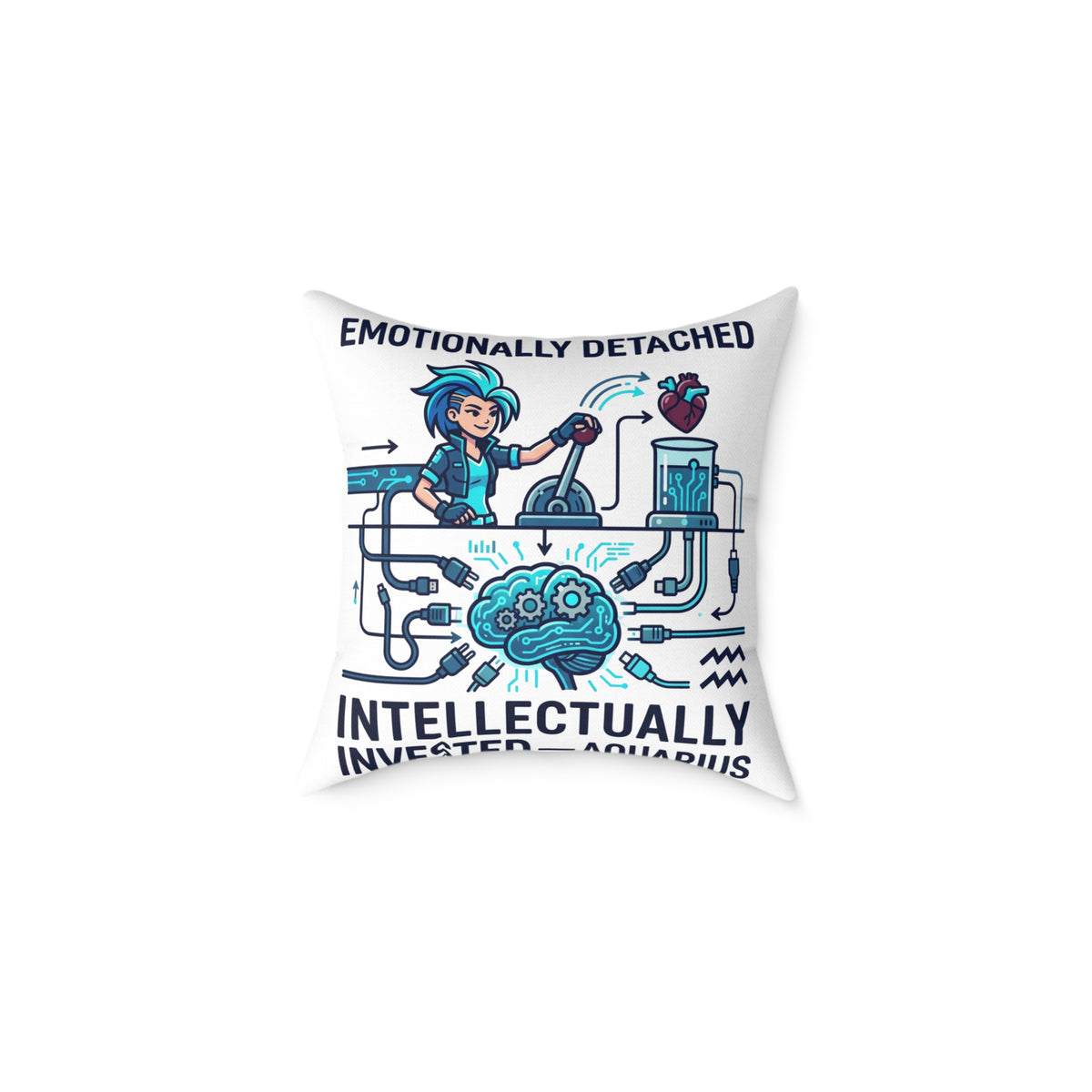 Zodiac Aquarius Emotionally Detached Intellectually Invested Square Poly Canvas Pillow