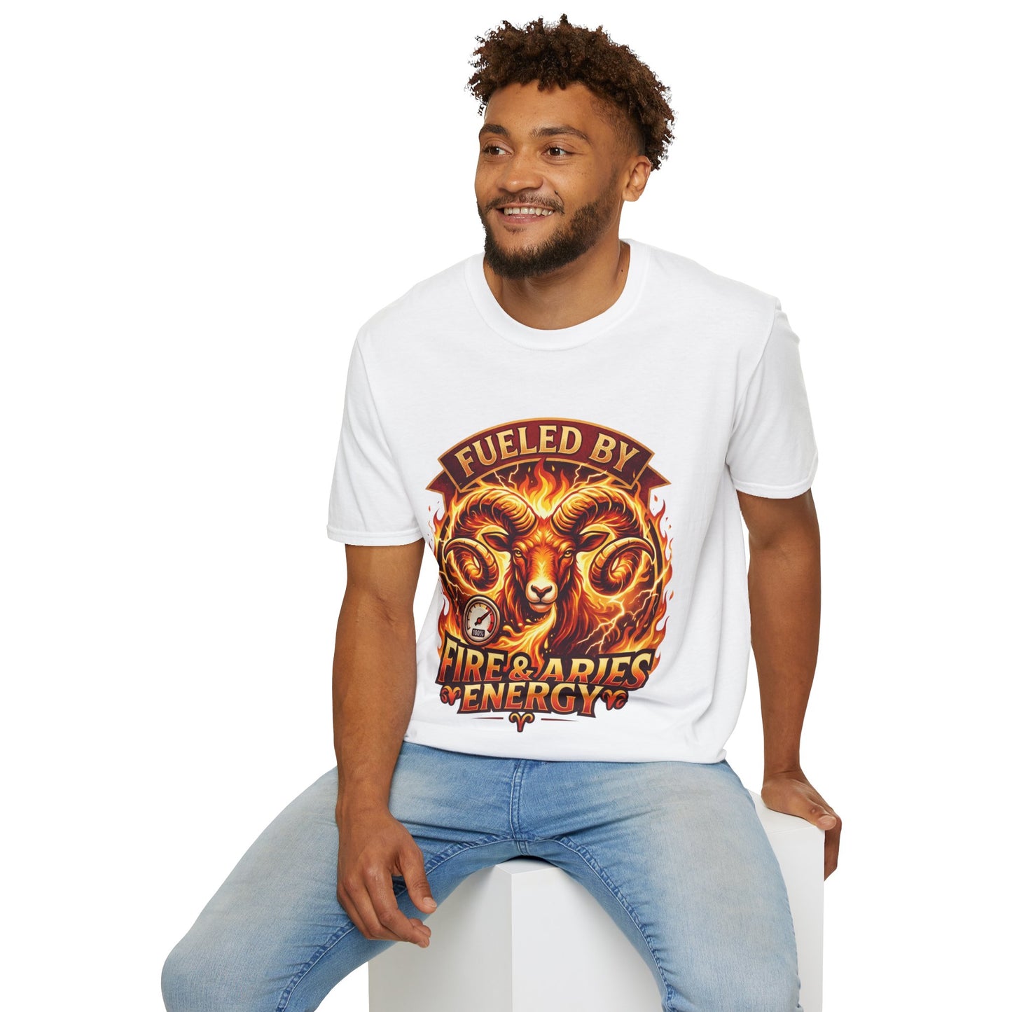 Fueled By Fire & Aries Energy T-Shirt — Zodiac Ram Graphic Tee