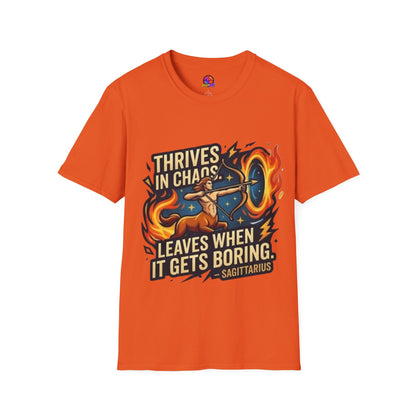 Sagittarius Archer T‑Shirt — "Thrives in Chaos" Zodiac Fire Sign Tee