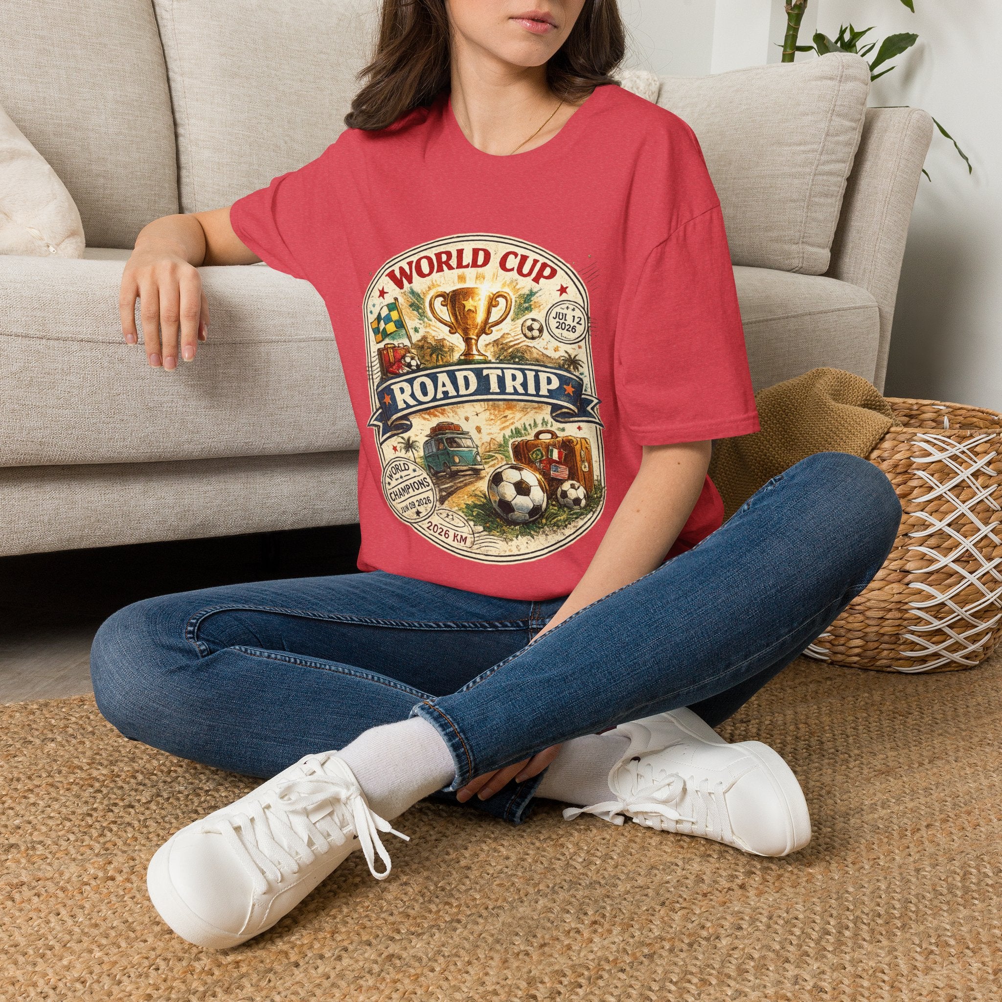 World Cup Road Trip T-Shirt — Vintage Soccer Trophy Design
