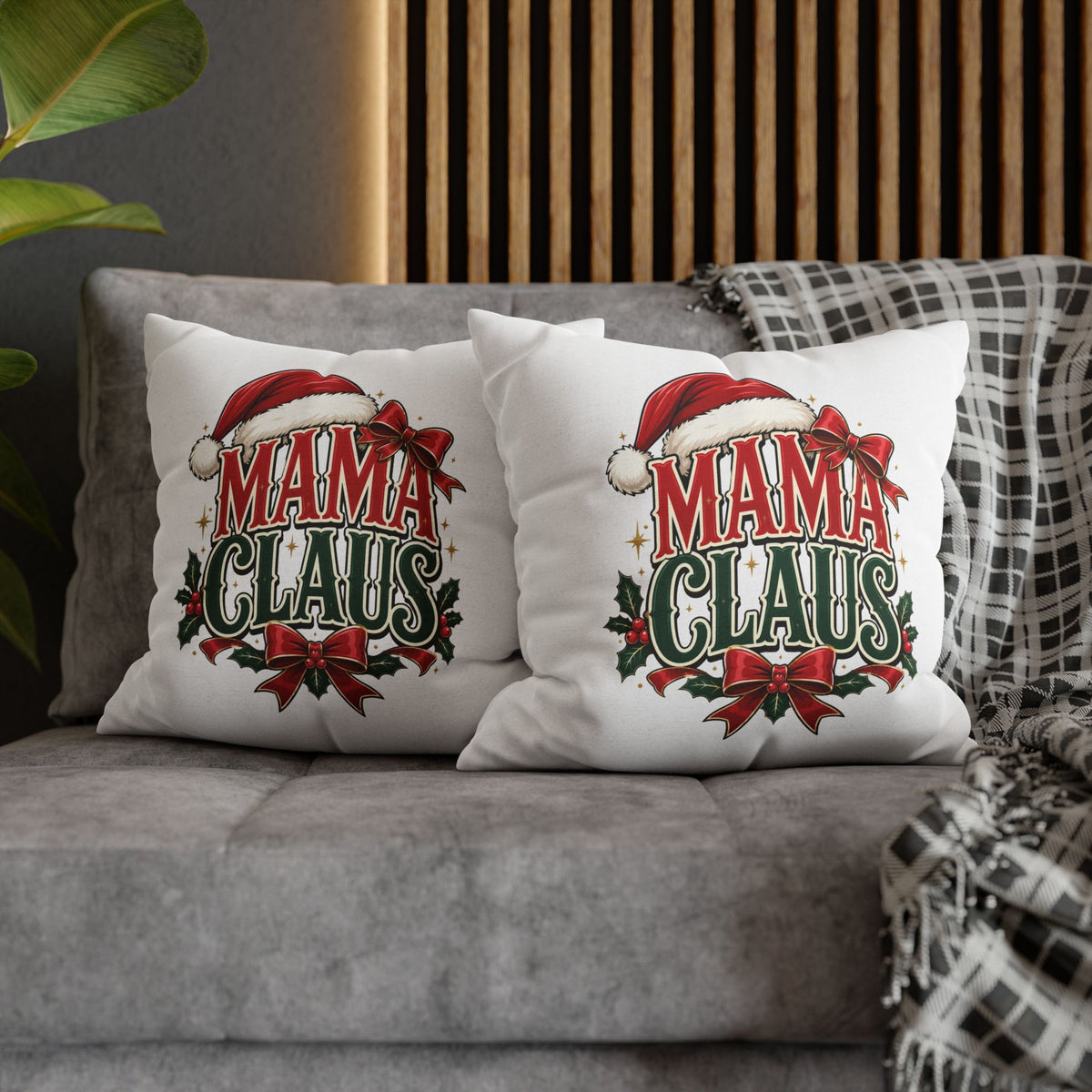 Christmas Mama Claus Holiday Throw Pillowcase — Christmas Decorative Square Pillow Cover