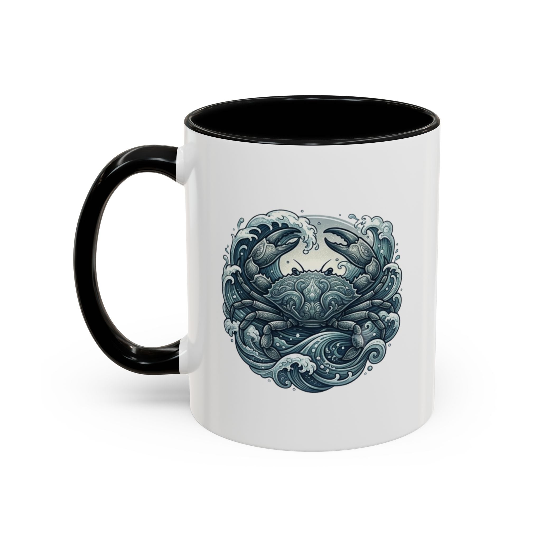 Crab Wave Accent Coffee Mug — Nautical Ocean Art