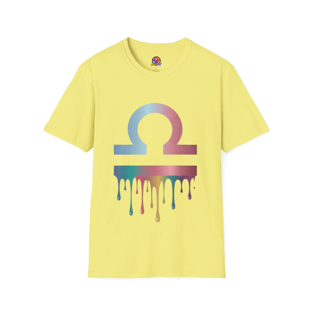 Omega Symbol T-Shirt — Pastel Gradient Drip Design