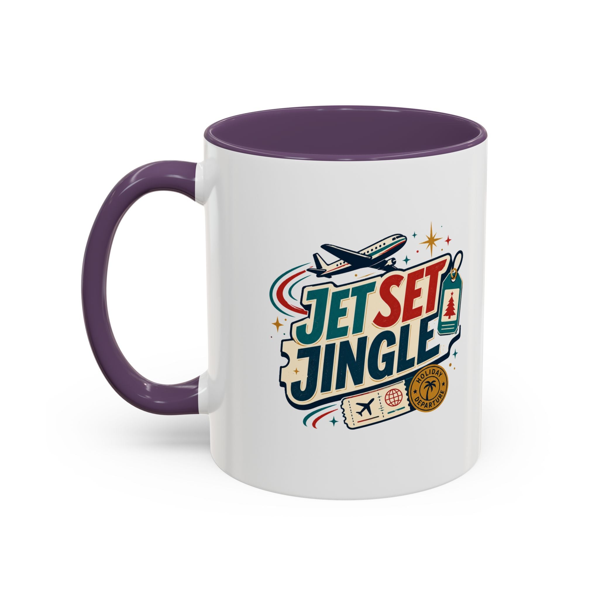 Modern Day Christmas Jet Set Jingle Coffee Mug — Holiday Travel Themed Accent Mug