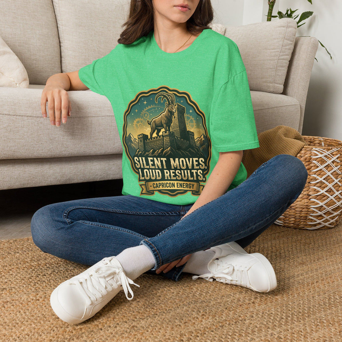 Capricorn Energy T-Shirt — "Silent Moves, Loud Results" Zodiac Tee