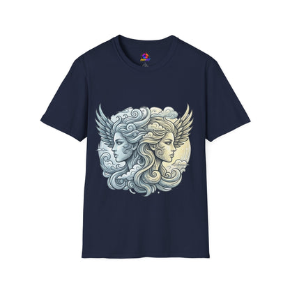 Mythic Moon & Sun Faces T-Shirt — Celestial Duality Graphic Tee