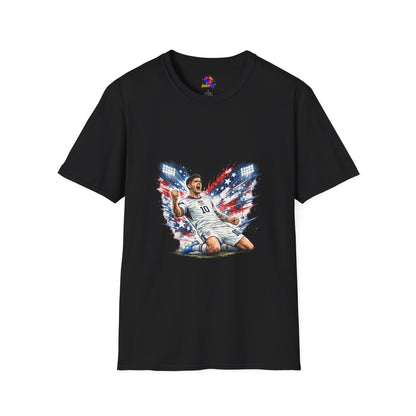 USA Soccer Player Flag T-Shirt — Patriotic Football Fan Tee