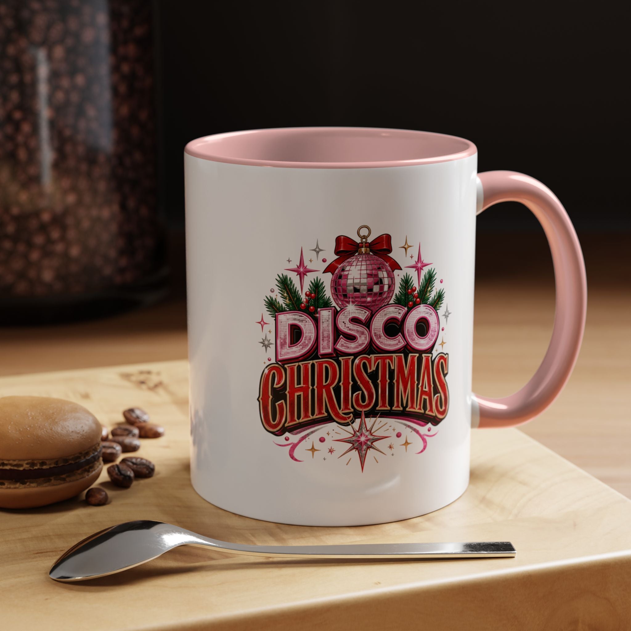 Disco Christmas Coffee Mug — Retro Holiday Disco Ball Christmas Tree Accent Mug