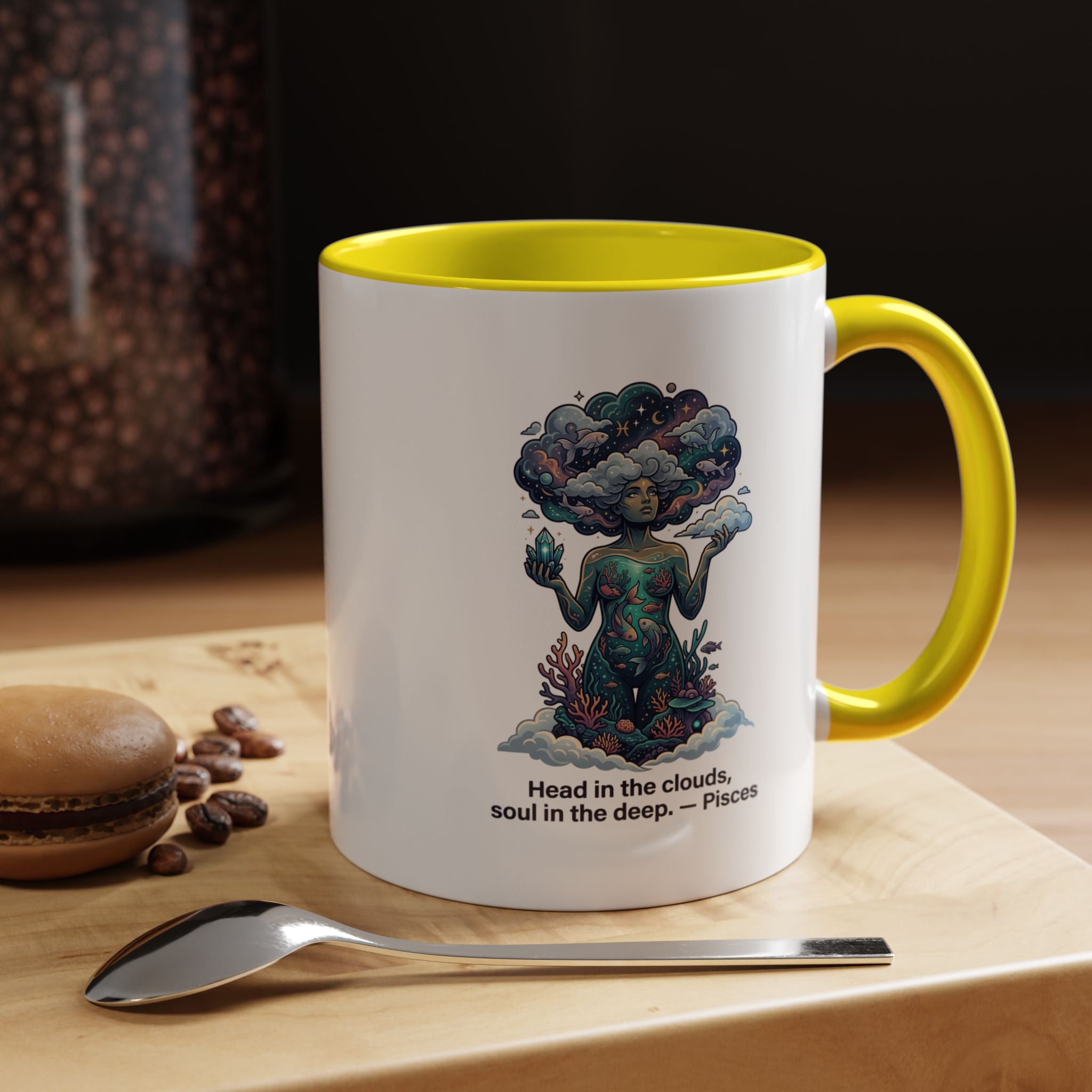 Pisces Coffee Mug — "Head in the clouds, soul in the deep" Accent Mug