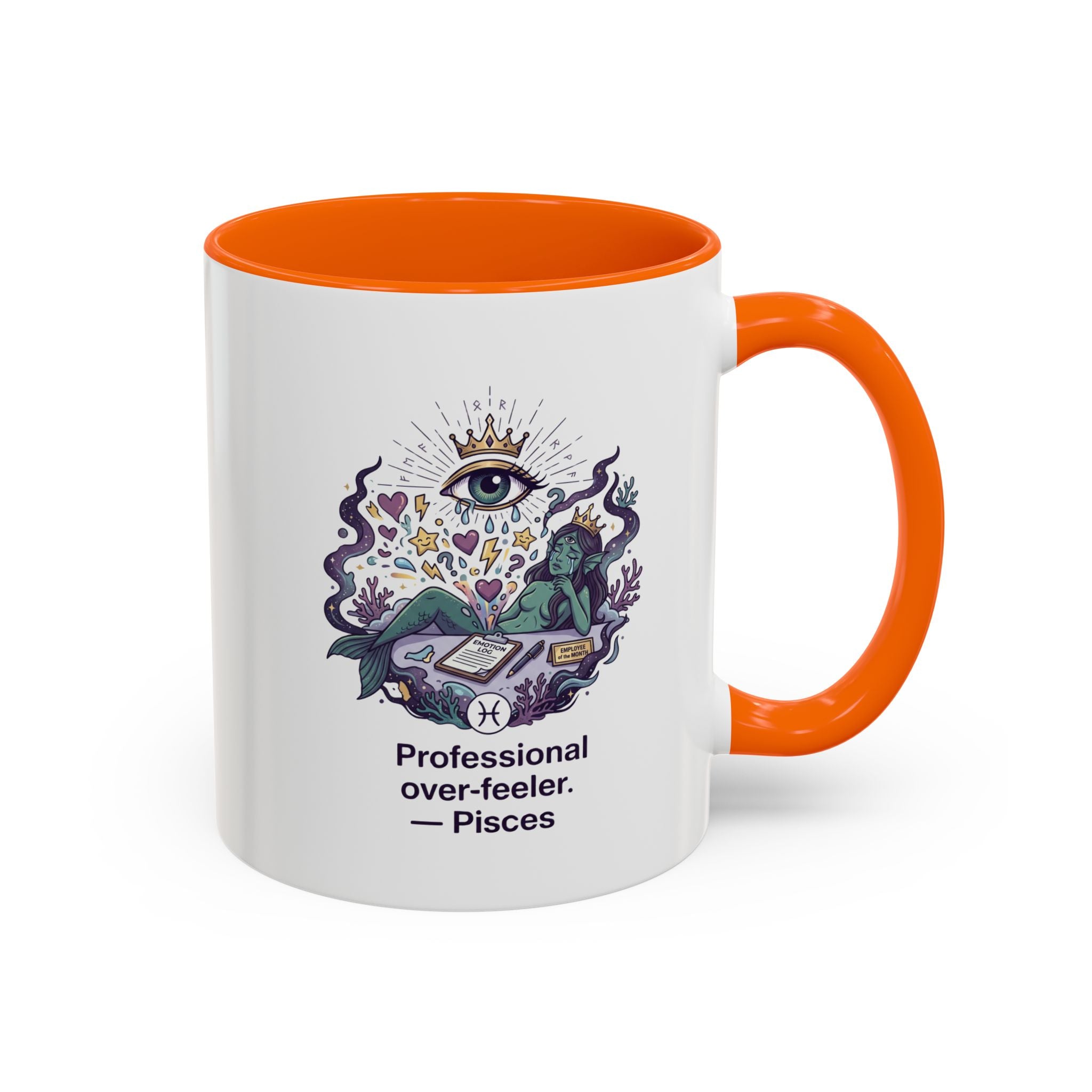 Pisces Coffee Mug — "Professional Over-feeler" Zodiac Accent Mug (11/15oz)