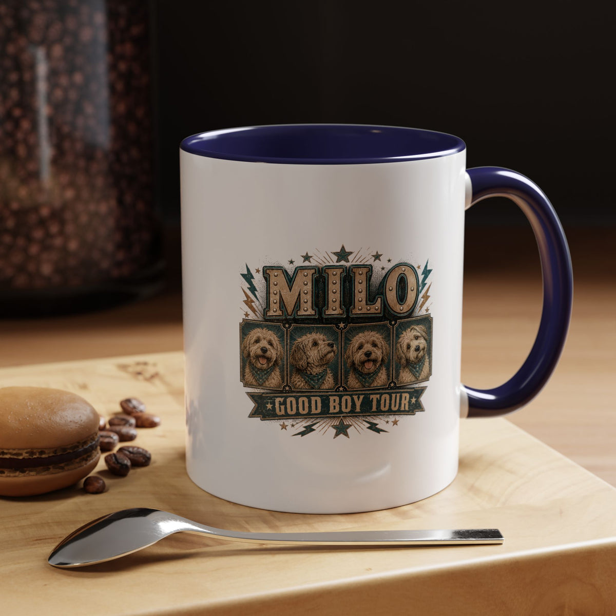 Milo Bailey Dog Dad Mom Milo 'Good Boy Tour' Accent Coffee Mug — Personalized Dog Lover Gift