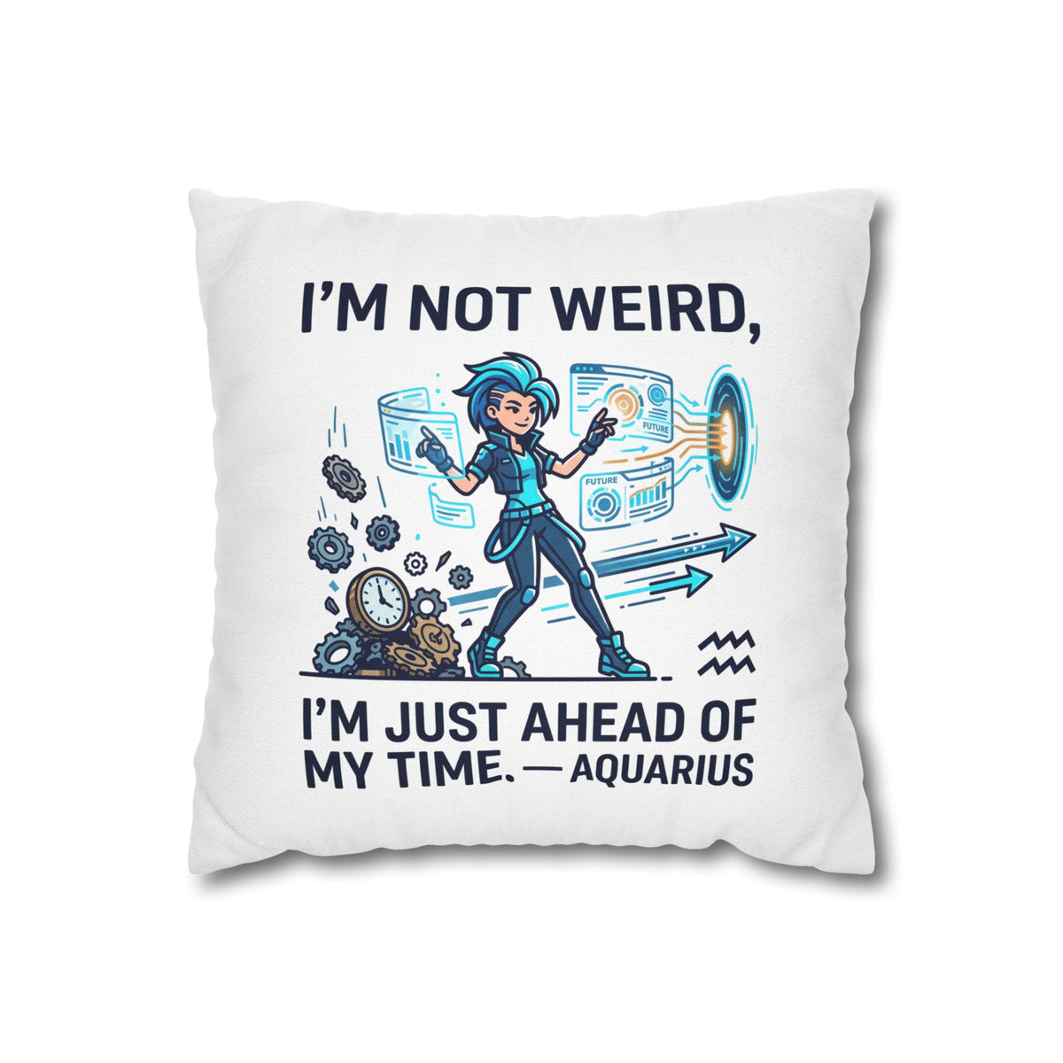Aquarius Zodiac Spun Polyester Square Pillowcase