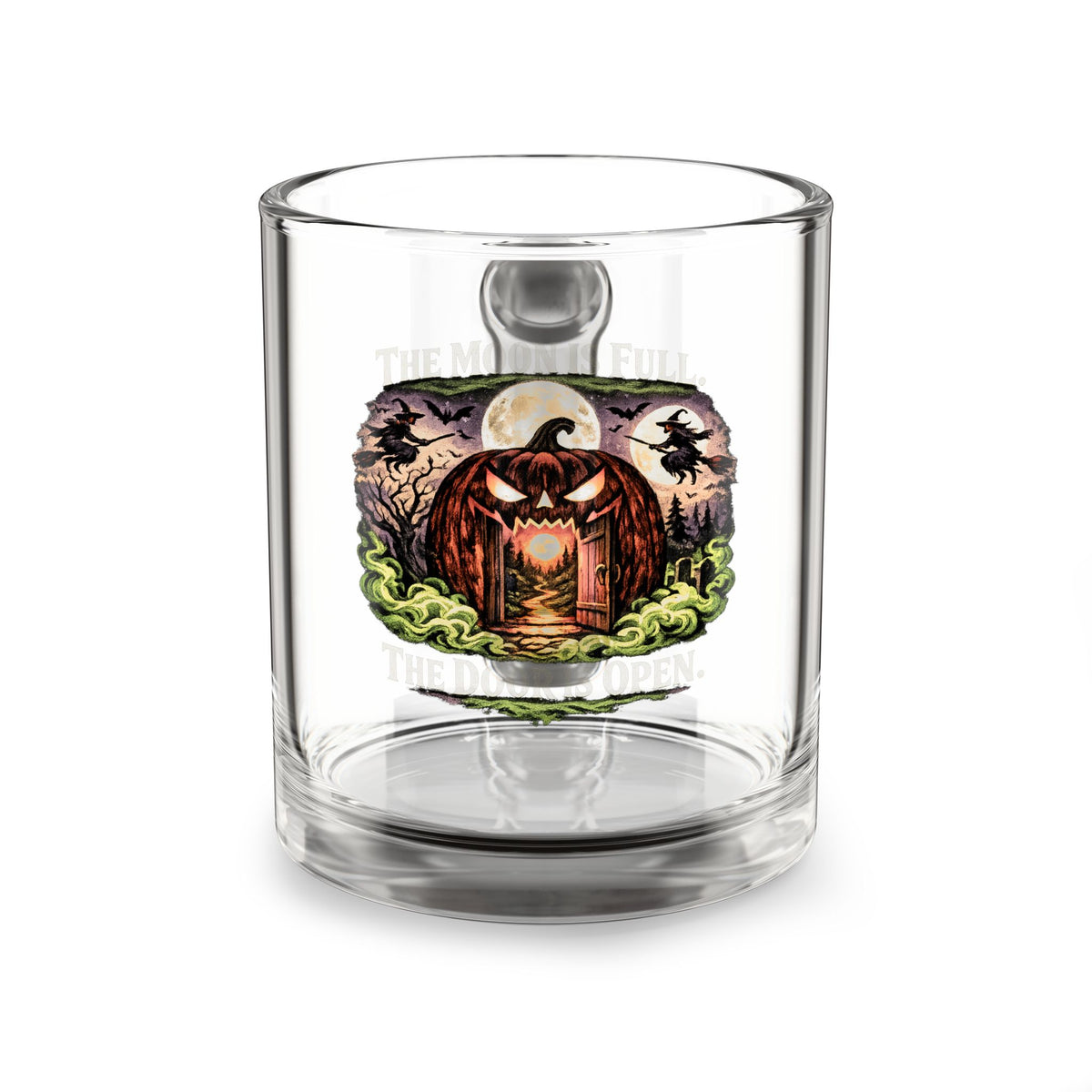 Halloween Glass Mug 10 oz Glass Mug — Halloween Pumpkin Portal Illustration (10 oz)