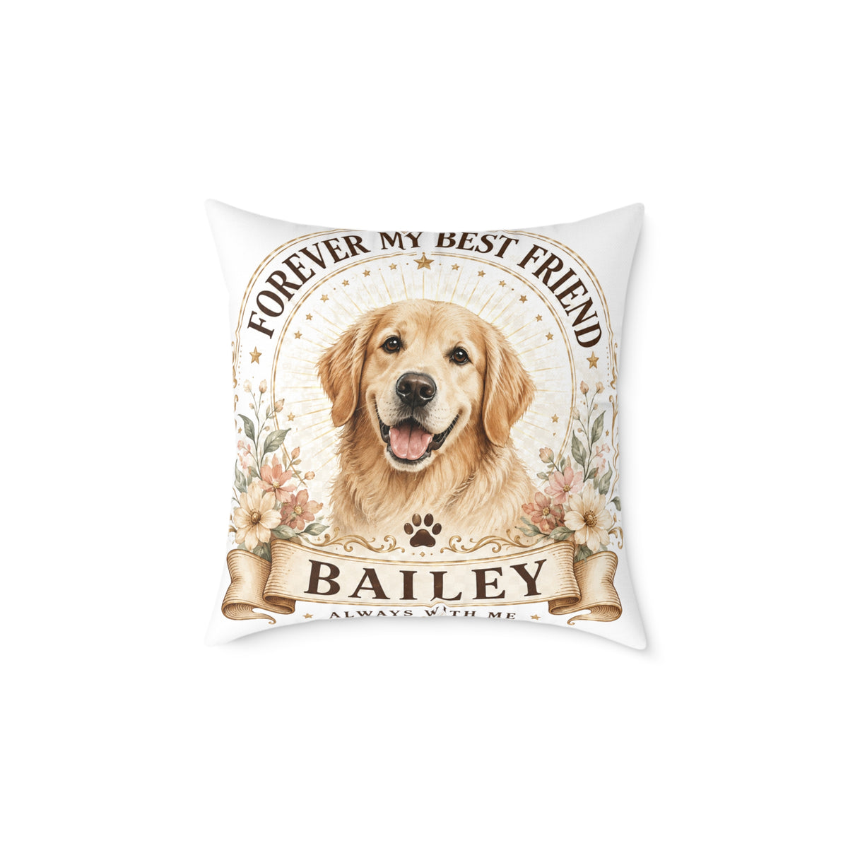 Personalized Dog Pillow Milo Bailey Dog Dad Mom – "Forever My Best Friend" Custom Pet Name Cushion
