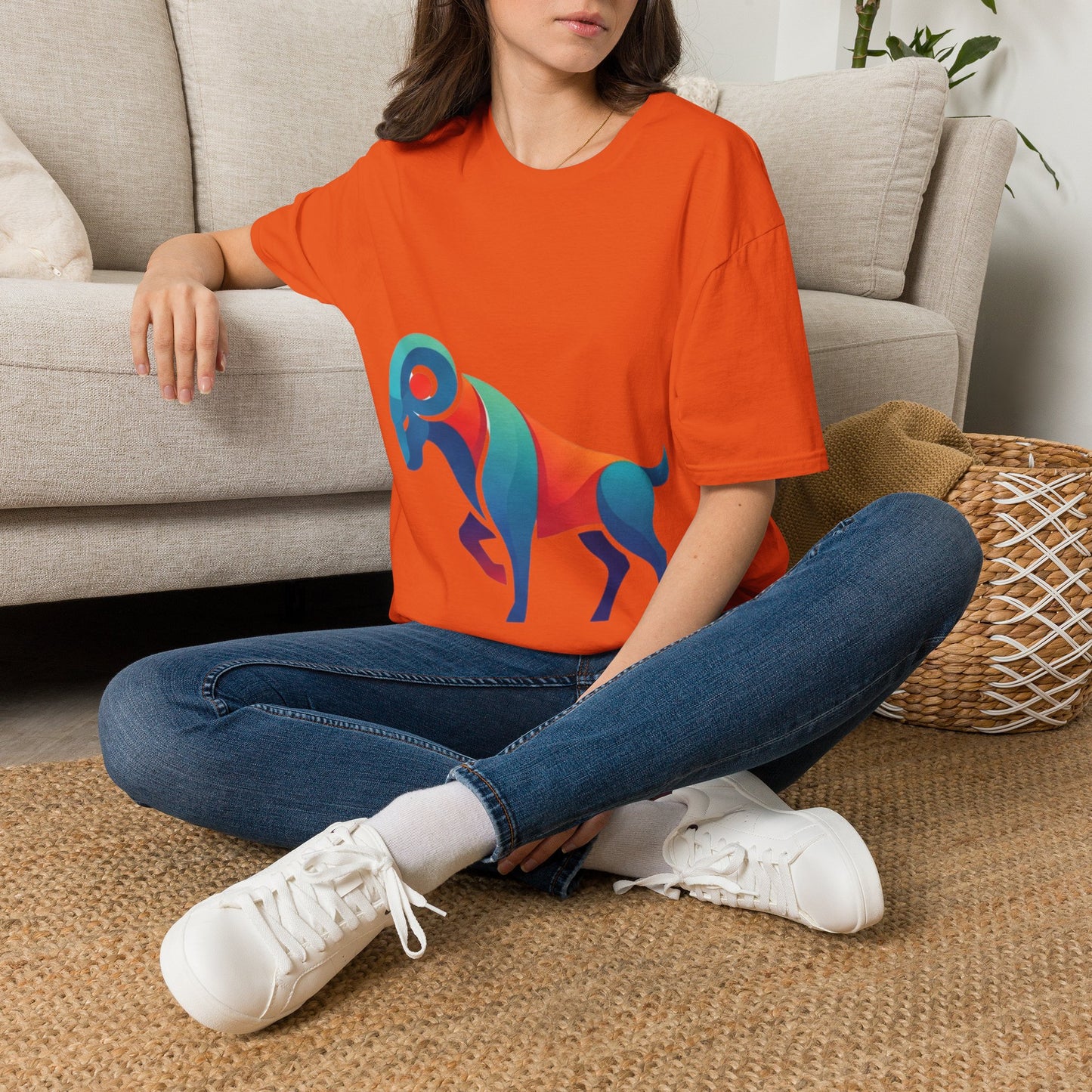 Ram Graphic T-Shirt — Colorful Geometric Sheep/Goat Art