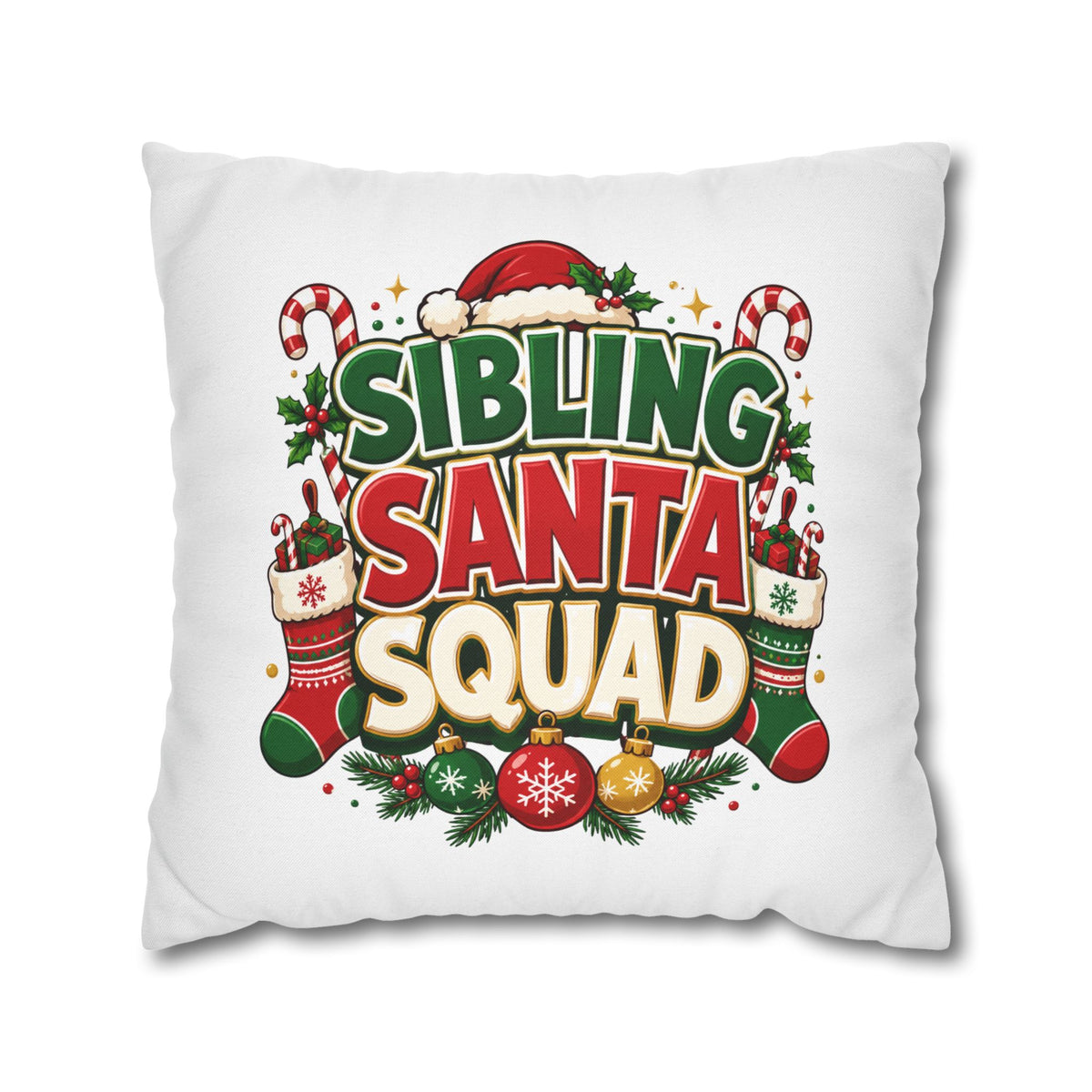 Christmas Sibling Santa Squad Pillowcase