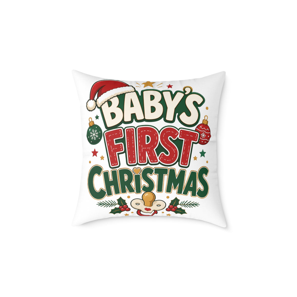 Baby's  First Christmas Square Poly Canvas Pillow