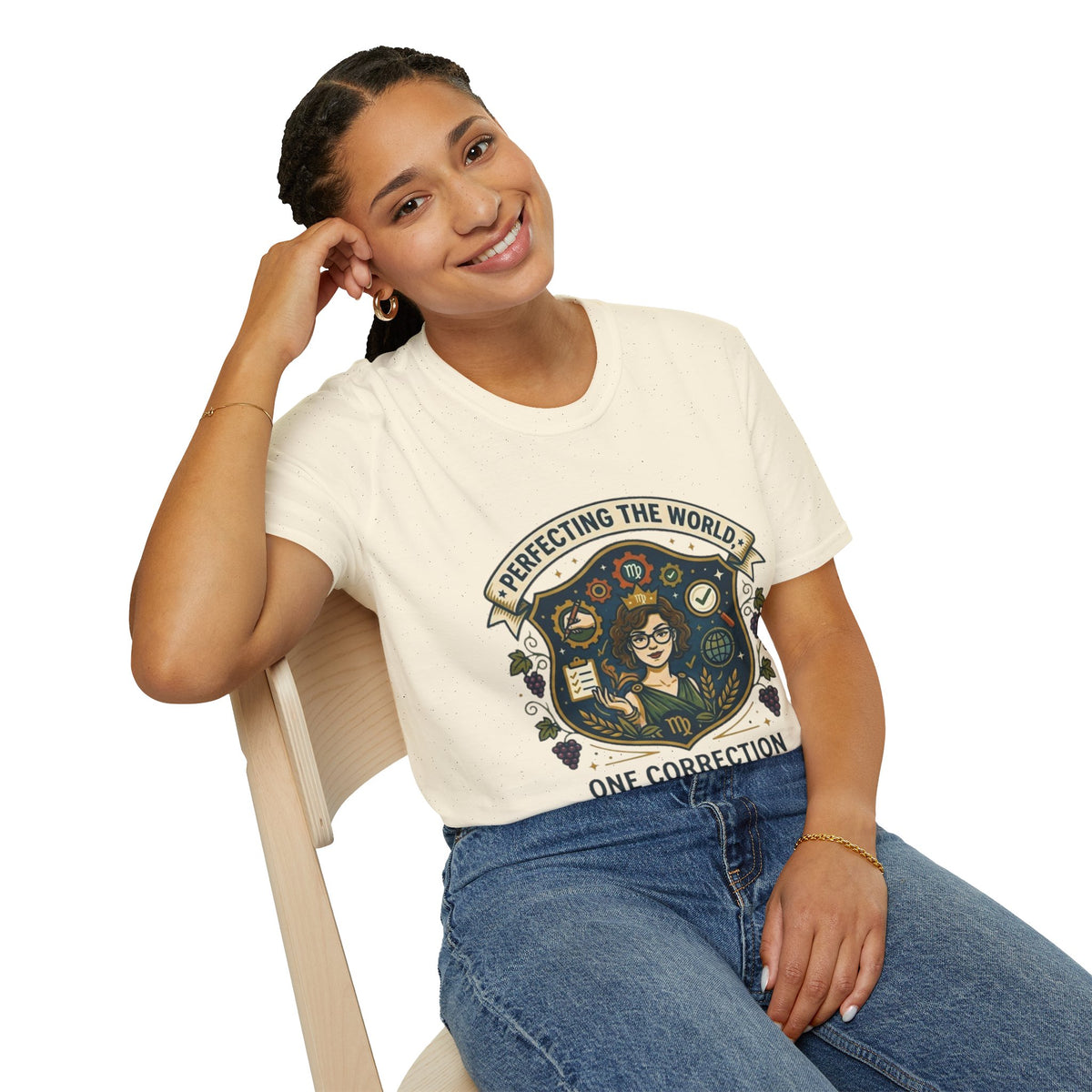 Virgo T‑Shirt — "Perfecting the World One Correction at a Time" Zodiac Tee