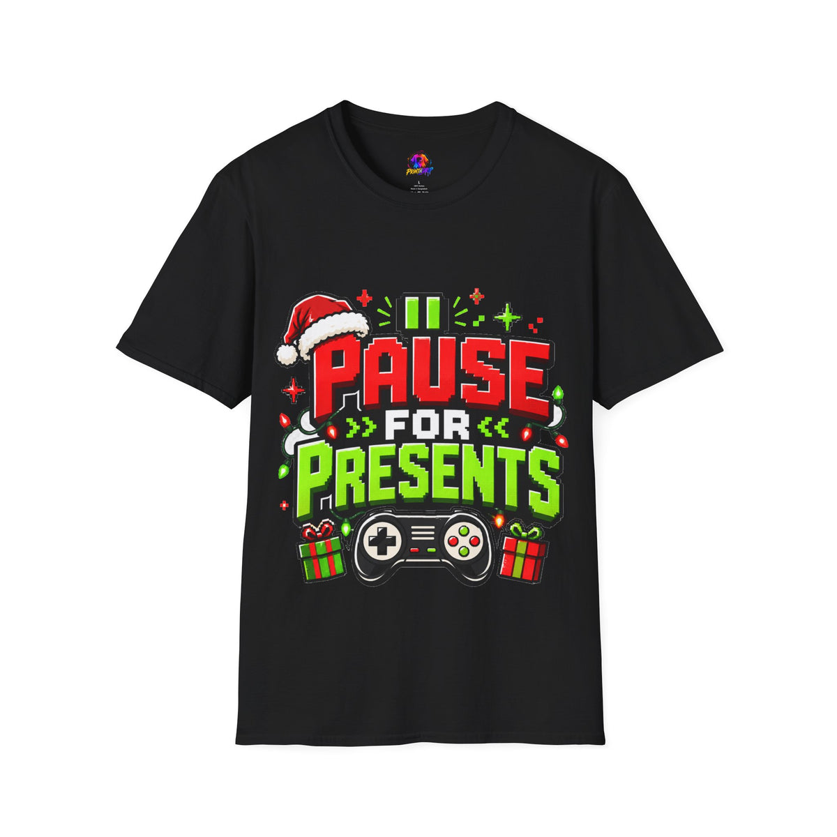 T-Shirt — "Pause for Presents" Christmas Gamer Tee