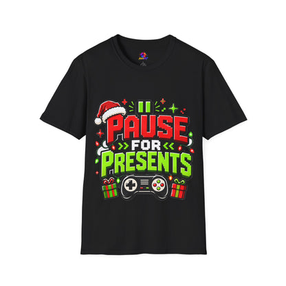 T-Shirt — "Pause for Presents" Christmas Gamer Tee