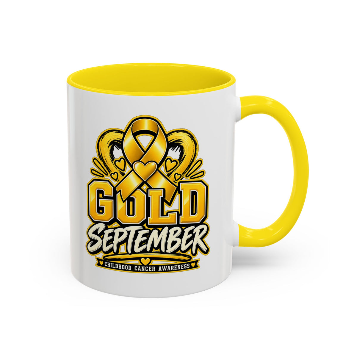 Gold September Coffee Mug — Childhood Cancer Awareness Accent Mug (11/15oz)