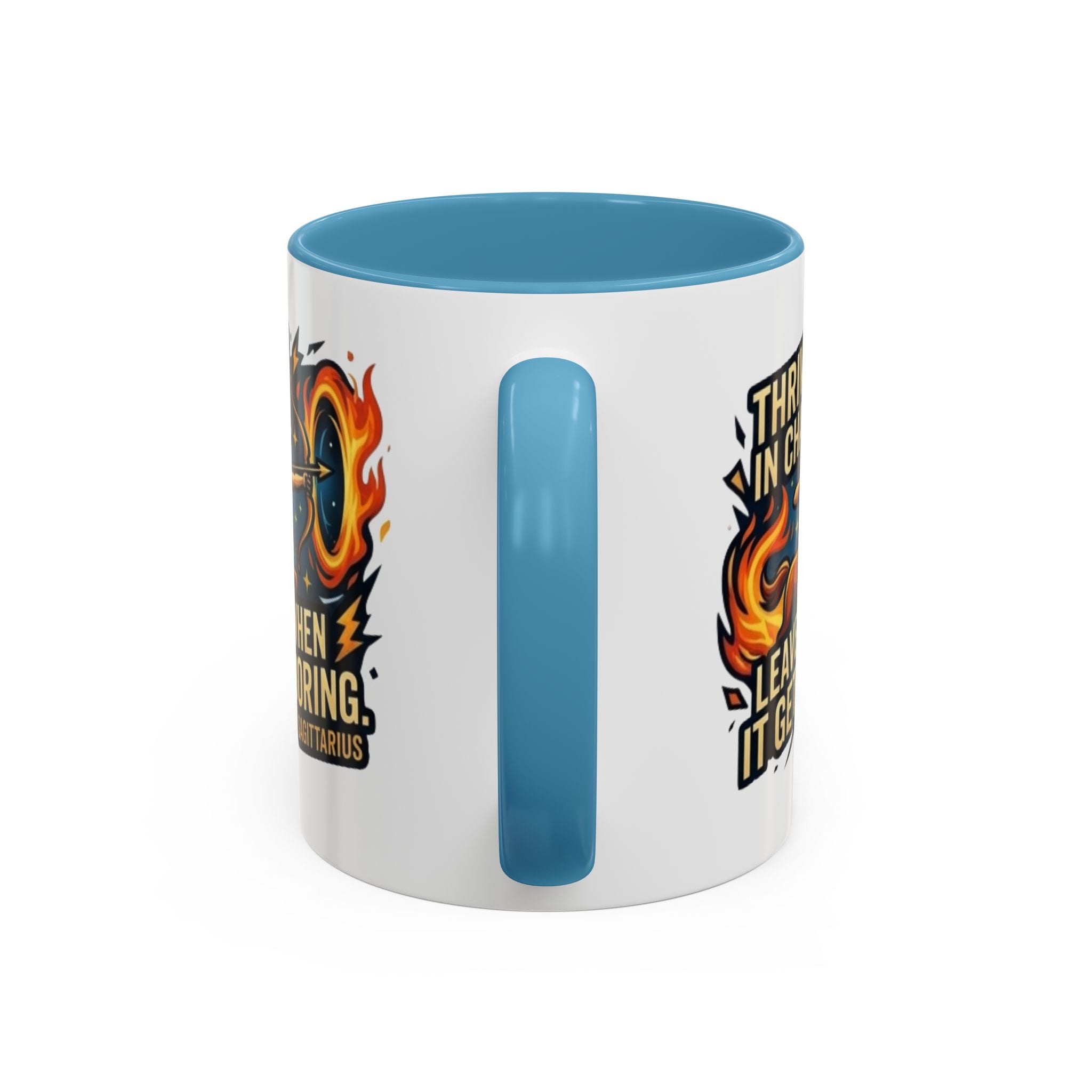 Sagittarius Coffee Mug – "Thrives in Chaos, Leaves When It Gets Boring" Accent Mug