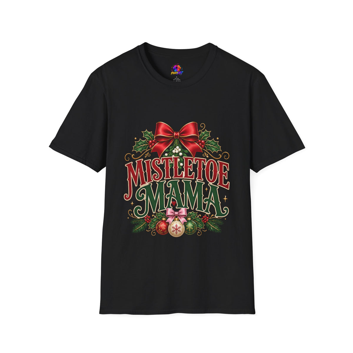Mistletoe Mama T-Shirt — Festive Christmas Holiday Tee with Bow & Holly