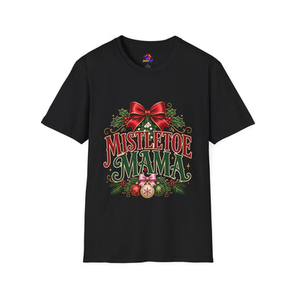 Mistletoe Mama T-Shirt — Festive Christmas Holiday Tee with Bow & Holly