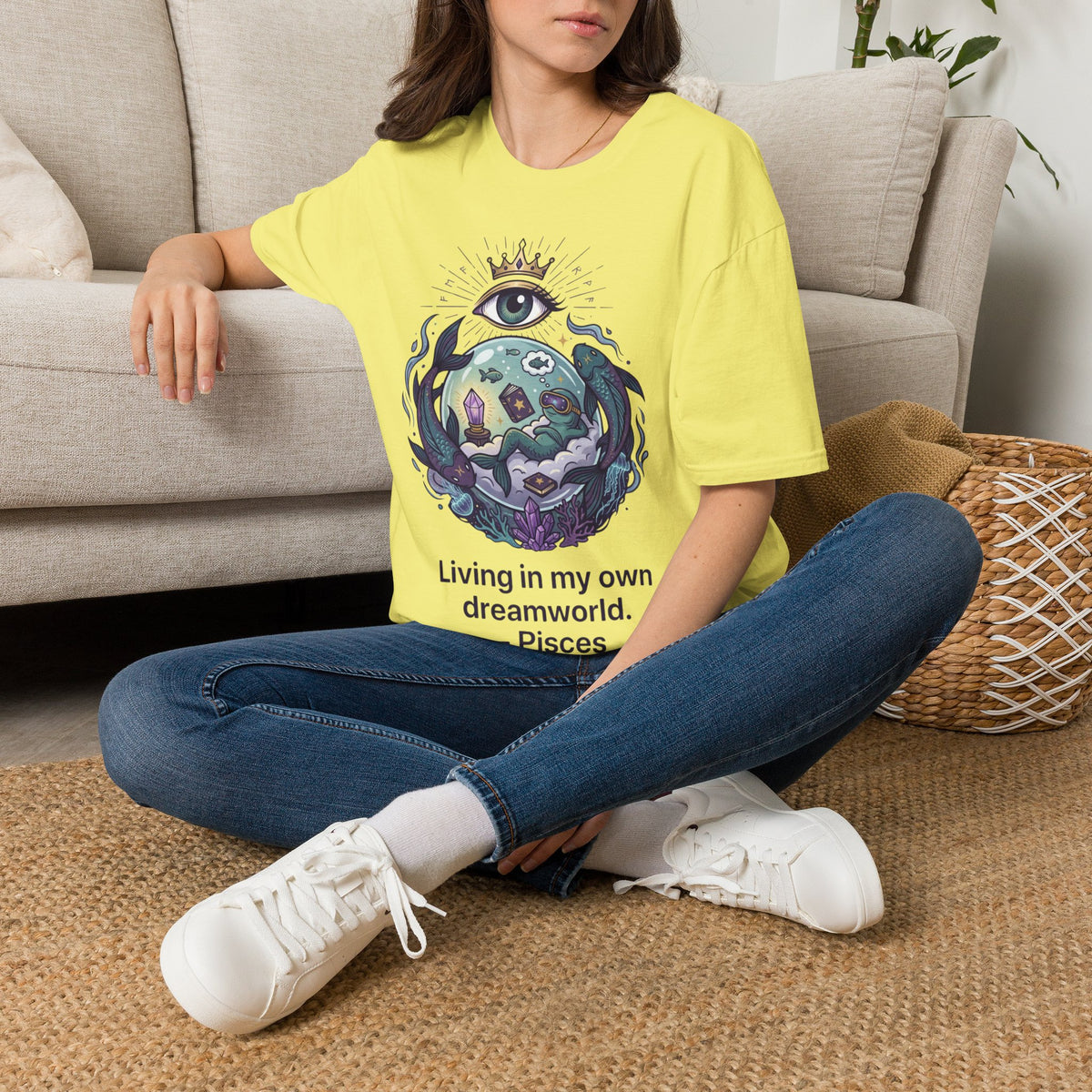 Pisces Dreamworld T-Shirt — "Living in My Own Dreamworld" Mystic Zodiac Tee