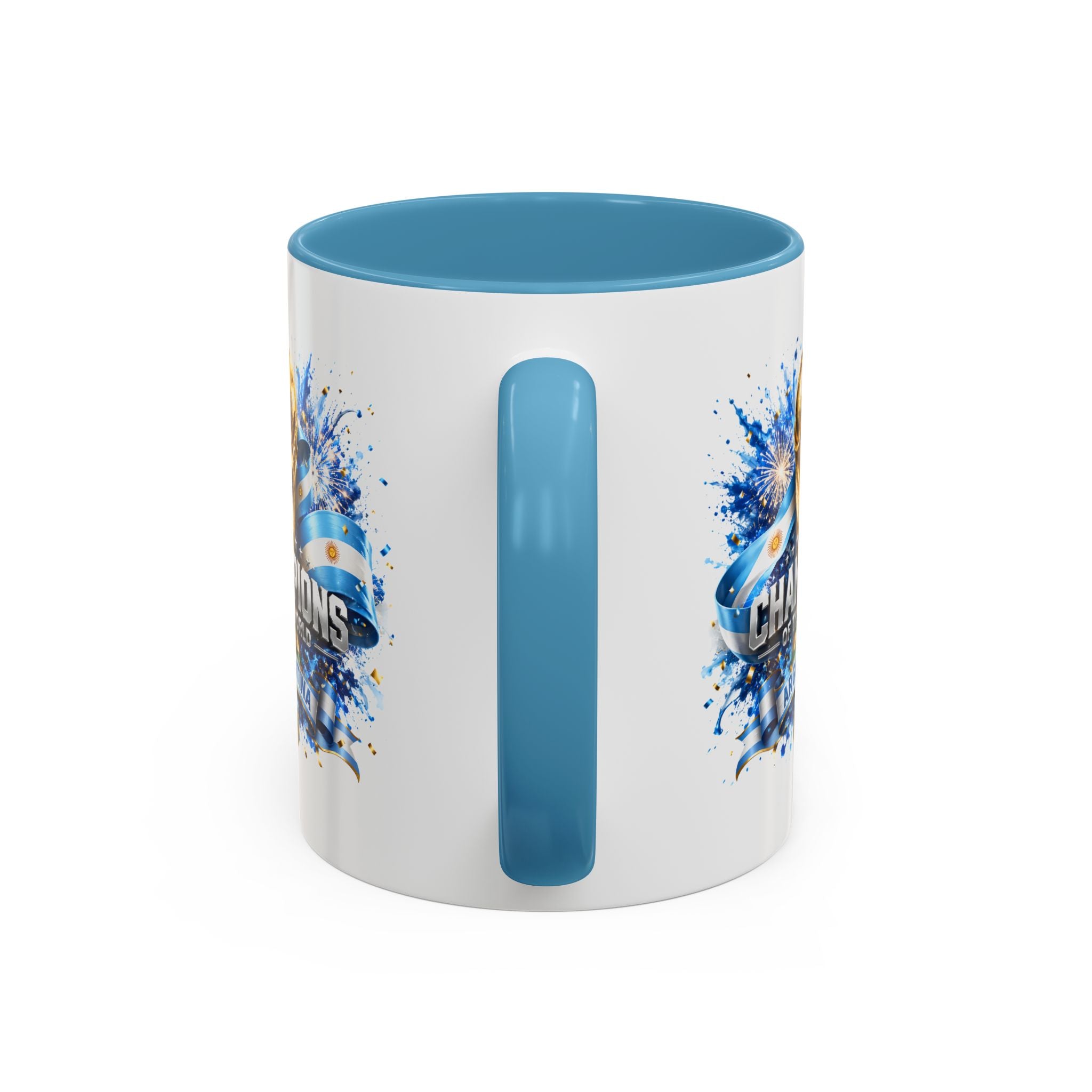 Argentina World Champions Coffee Mug — 'Champions of the World' Soccer Trophy Design