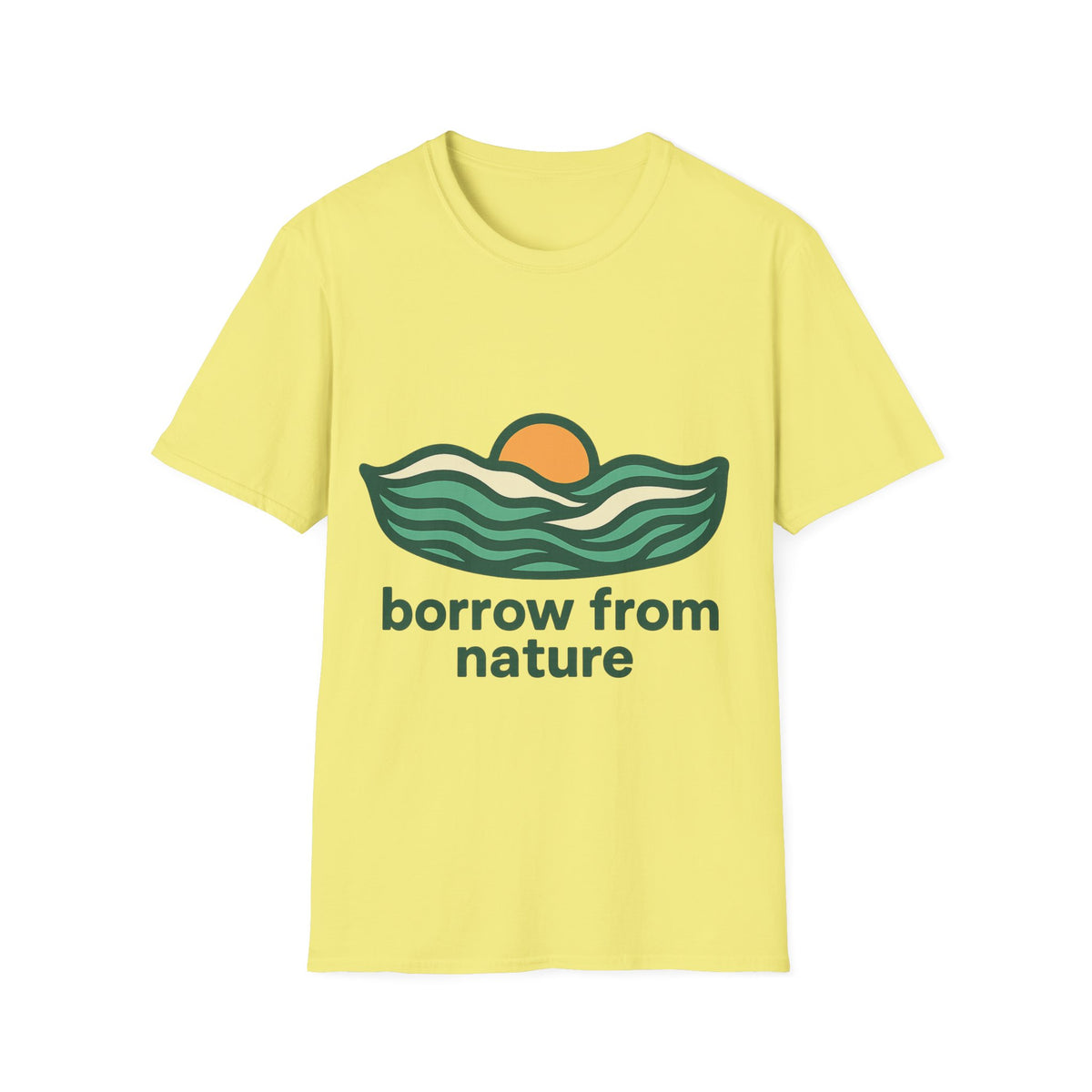 Borrow From Nature T-Shirt — Retro Sunset Eco Graphic Tee - Trending Now - September 2026