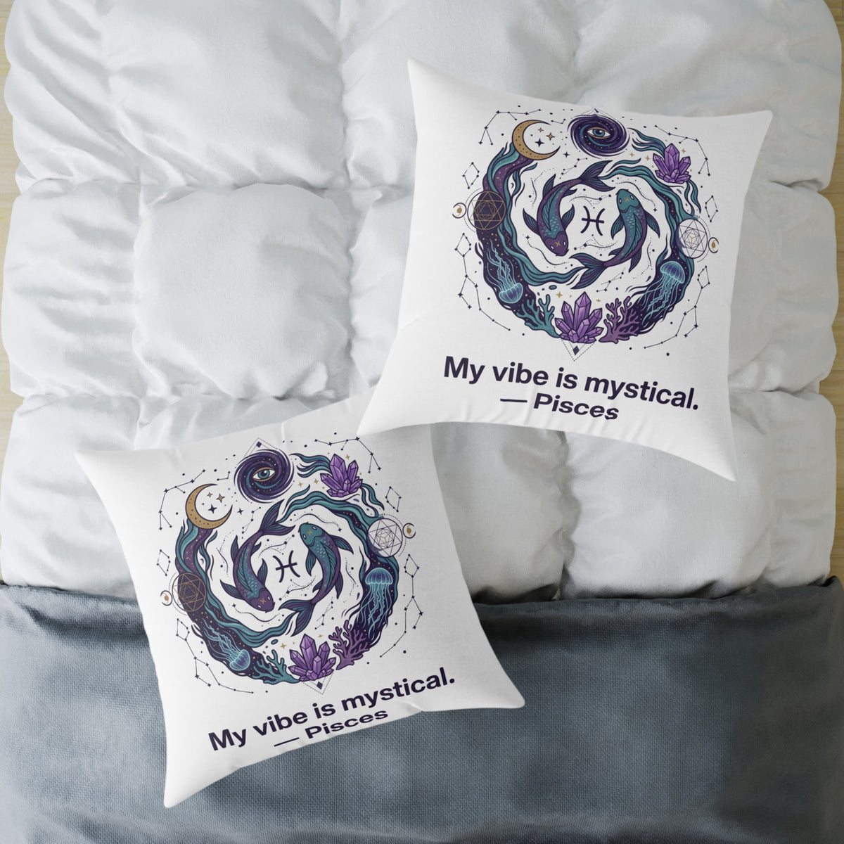 Pisces Zodiac My Vibe Is Mystical Square Poly Canvas Pillow