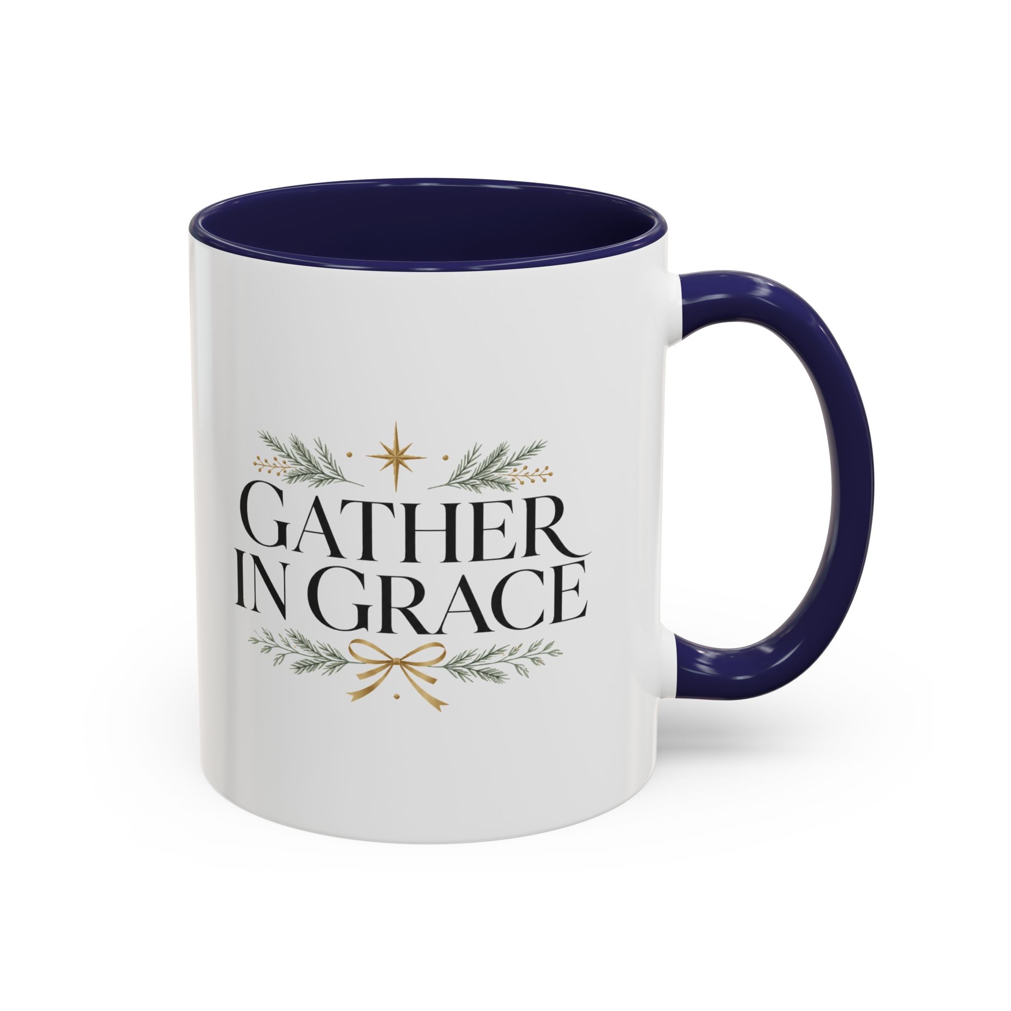 Christmas Gather in Grace Coffee Mug — Inspirational Holiday Accent Mug