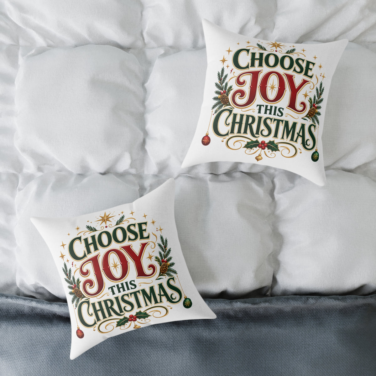Choose Joy This Christmas Square Poly Canvas Pillow