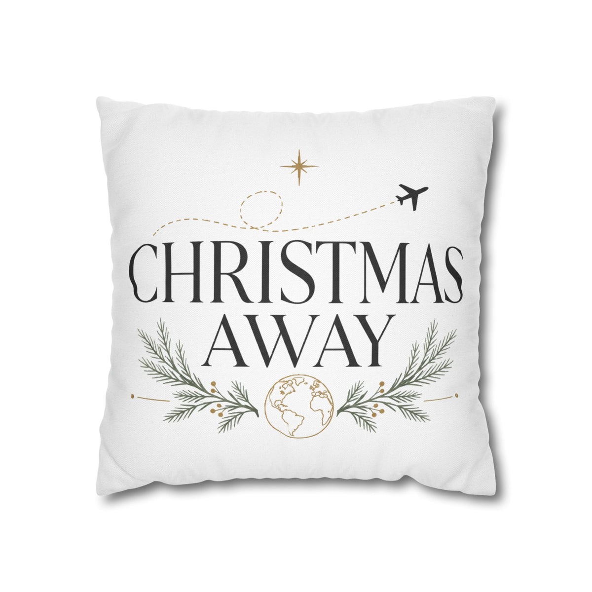 Christmas Away Square Pillowcase – Travel-Themed Holiday Decorative Pillow