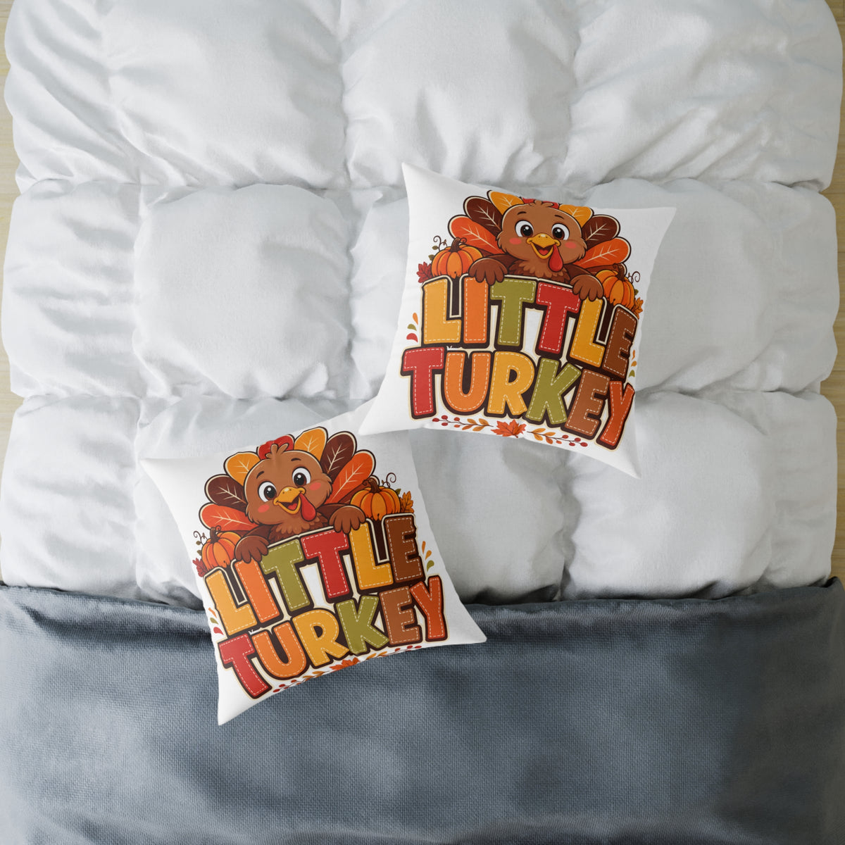 Little Turkey Thanksgiving Pillow — Cute Kids Holiday Throw Pillow