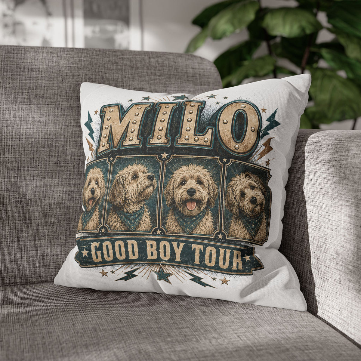 Milo "Good Boy Tour" Dog Photo Throw Pillowcase Milo Bailey Dog Dad Mom