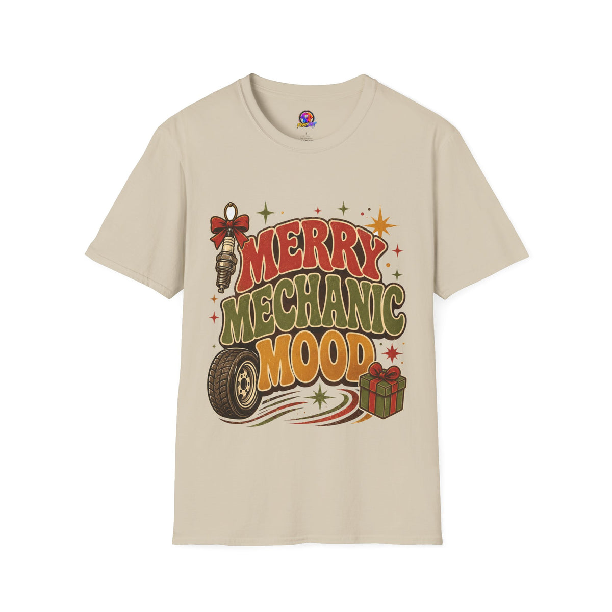 Merry Mechanic Mood T‑Shirt — Retro Holiday Auto Technician Gift
