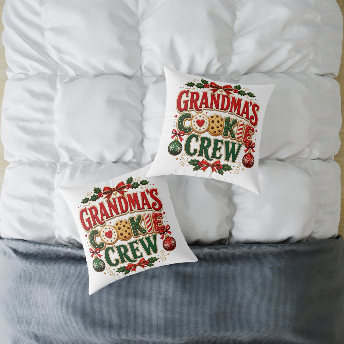 Christmas Grandma’s Cookie Crew Throw Pillow — Christmas Holiday Decorative Pillow