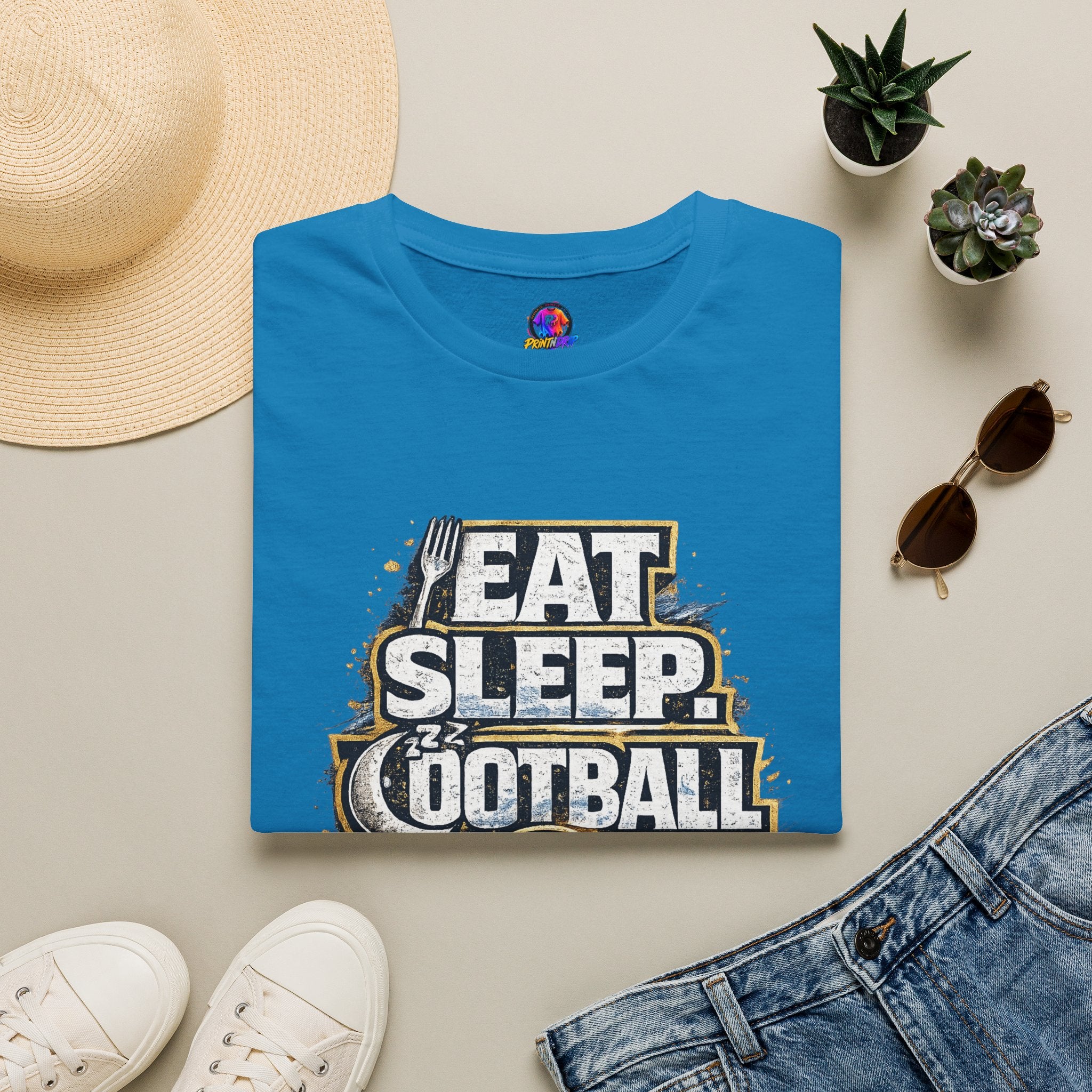 Football 'Eat Sleep Football Repeat' T-Shirt — Vintage Soccer Fan Tee